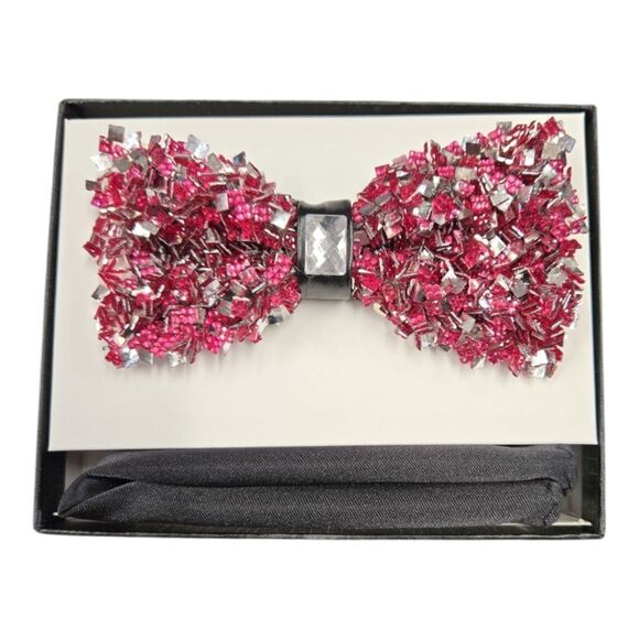 MEN'S  LUXURY GRAVELSTONE BOW TIE AND POCKET  SQUARE. SBT43. - Picture 2 of 3